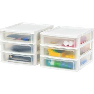3 Drawer Desktop Organizer Plastic Storage for Office Art Craft Supplies White